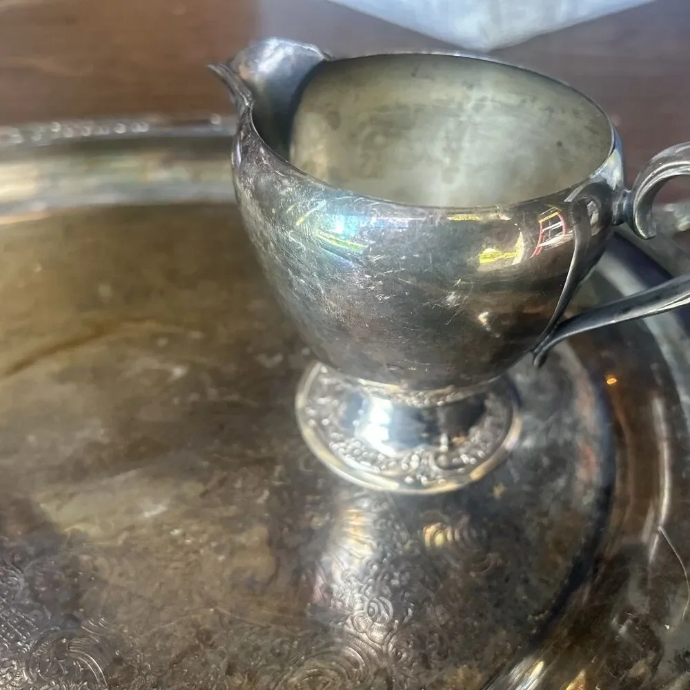 Rogers & Bro 2301 Coffee Pot 2304 Creamer 2303 Creamer & Platter Needs Cleaned